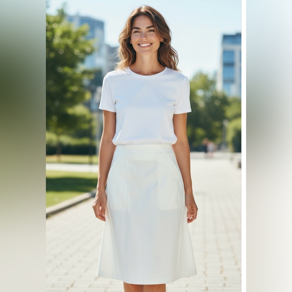 Jil Sander Cream A-line Midi Skirt for Work